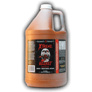 A gallon jug of Elijah’s Xtreme Regret Hot Sauce by Elijah's Xtreme, featuring a handle and black label with a skull graphic. The label highlights fiery Trinidad Scorpion and Carolina Reaper peppers for intense heat.