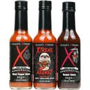 Elijah's Xtreme World's Hottest Trio Hot Sauce Variety Pack features three handcrafted, extreme heat sauces—Ghost Pepper, Carolina Reaper, and Xtreme Regret—for daring taste buds.