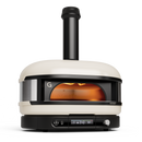 The Gozney Dome Gen 2 Outdoor Pizza Oven by Gozney features a modern cream dome design, chimney, glass front window for live-fire viewing, and a digital control panel for restaurant-grade performance.