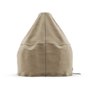 The Gozney Dome (Gen 2) Cover, shown on a white background, is a tan, cone-shaped cover with black stitching made from UV-stable oven material for enhanced durability.