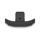 Top view of the Gozney Dome Gen 2 Mantel by Gozney, a modern curved black device with a central rectangular section and sleek lower bar, shown against a plain white background.