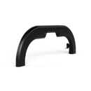 The Gozney Dome Gen 2 Neapolitan Arch by Gozney is a black, curved guard with two rectangular slots and an extended tab, designed to enhance heat retention in Neapolitan pizza ovens. Shown on a plain white background.