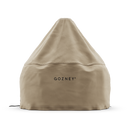 The Gozney Dome XL Gen 2 Cover by Gozney is a tan, pyramid-shaped, water-repellent oven cover featuring "GOZNEY" in black on the front, designed to protect your equipment. It is displayed against a plain white background.