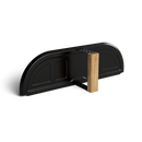 The Gozney Dome XL Gen 2 Door by Gozney is a modern, minimalist piece with a black curved metal panel and a central vertical wooden block, resembling an insulated oven door, set against a plain white background.
