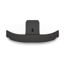 The Gozney Dome XL Gen 2 Mantel by Gozney is a curved black accessory with a rectangular center and slim, silver-edged lower section—perfect for enhancing your pizza oven workspace. Shown from above on a white background.
