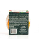 A container of In the Curious Kitchen Jalapeño Pimento Cheese 2-Pack displays nutrition facts, ingredients, allergy info, brand details, barcode, and part of the cheese for crackers inside its clear packaging.