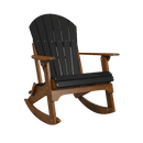 The Kanyon Living Adirondack Rocking Chair in Black & Deluxe Antique Mahogany features a dark slatted back and seat, wide armrests, and curved rocker legs for a classic premium wood look from Kanyon Living.