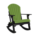 The Kanyon Living Adirondack Rocking Chair in lime green and black features a slatted backrest and wide armrests, shown against a plain white background.