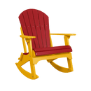 The Kanyon Living Adirondack Rocking Chair Red & Yellow features a red seat and backrest with yellow armrests, legs, and rockers, displayed against a plain white background.