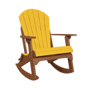 The Kanyon Living Adirondack Rocking Chair features a yellow slatted seat and back with cedar brown armrests, frame, and rockers. Displayed on a plain white background. Brand: Kanyon Living.