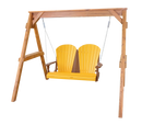 The Kanyon Living Poly Lumber 4′ Adirondack Swing in yellow and cedar wood is a stylish double-seat outdoor swing bench, perfect for relaxing, with sturdy chain suspension by Kanyon Living.
