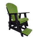 The Kanyon Living Poly Lumber Adirondack Glider Chair Tall in Lime Green and Black features a coordinated black frame and armrests, showcasing eco-friendly style from Kanyon Living against a plain white background.