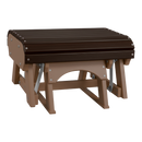 The Kanyon Living Poly Lumber Gliding Ottoman Deluxe combines a Brazilian Walnut slatted seat and Weathered Wood frame with visible screws and a sturdy gliding base—ideal for rustic outdoor spaces.