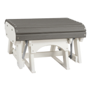 The Kanyon Living Poly Lumber Gliding Ottoman Deluxe in Driftwood Grey and White offers a slatted top and sturdy white base—ideal as outdoor or indoor furniture.