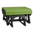 The Kanyon Living Poly Lumber Gliding Ottoman in lime green and black boasts a slatted seat and sturdy base, adding bold style to your outdoor space. Shown against a plain white background.