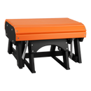 The Kanyon Living Poly Lumber Gliding Ottoman in orange and black features a compact, rectangular slatted seat with sturdy metal legs—a versatile and stylish outdoor piece from Kanyon Living, shown on a plain white background.