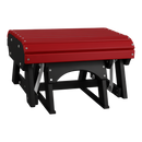 The Kanyon Living Poly Lumber Gliding Ottoman in red and black features a slatted seat and durable metal frame, ideal as outdoor furniture, from Kanyon Living, shown against a plain white background.