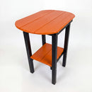 The Kanyon Living Poly Lumber Tall Oval Side Table in orange and black features a vibrant top and matching lower shelf, sturdy black legs, and brings charm to any space. From the trusted brand Kanyon Living.