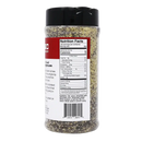 A mostly full plastic container of Killer Hogs TX Brisket Rub by Killer Hogs, with a red label featuring nutrition facts and ingredients. The seasoning is a coarse black pepper blend, perfect for Texas brisket.