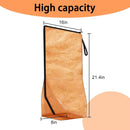 A VIGOR Large Insulated Meat Resting Bag in orange with black trim is pictured, measuring 16" wide, 21.4" tall, and 8" deep. "High capacity" is displayed at the top.