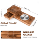 The DDR BBQ Supply Multifunction Cigar & Whiskey Gift Set Stand features a sleek wooden design with an ashtray, drawer, slots, round metal cup, and non-slip gaskets—perfect for any cigar lounge. Dimensions: 27.5cm x 11cm x 7cm.