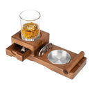 The DDR BBQ Supply Multifunction Cigar & Whiskey Gift Set Stand with Ashtray and Drawer features a whiskey glass holder, metal dish, cigar rest, knuckle duster, pull-out drawer, and cutter—the ultimate gift for cigar and whiskey lovers.