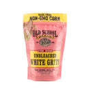 A 1lb bag of Old School Brand Non-GMO Stone Ground White Unbleached Grits, featuring the brand name and product details on the front.