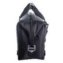 A side view of the Polar Bear Coolers 12 Pack Original Nylon Soft Cooler in black shows its sturdy handle, top zipper, and durable material—an ideal insulated soft cooler for daily use.