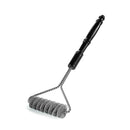 The Brushtech Quad Spring Safety Double-Helix Bristle-Free Spiral BBQ Brush features a textured spiral head and black handle with decorative ridges for grip, ideal for safe and effective grill cleaning.