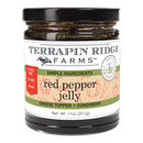 Terrapin Ridge Farms Red Pepper Jelly (11oz/311g) is gluten free, oil free, and vegan. This sweet and spicy jelly is a perfect cheese topper, appetizer spread, or versatile condiment.