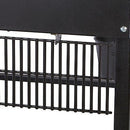 Close-up of a black metal grate shelf attached to the frame of the Smokin Brothers "24" Premier Plus Pellet Grill, with a large screw visible in the upper right corner.