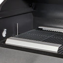 Close-up of a clean, empty Smokin Brothers “30” Premier Plus Pellet Grill, featuring black grates and silver heat deflectors inside a dark grill chamber.