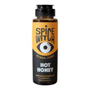 A Spice Witch Hot Honey Squeeze Bottle—fiery chili honey with a black and orange label featuring an illustrated eye and “100% Magical - 0% Boring,” crafted in Asheville, NC. Brand: Spice Witch.