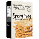 Terrapin Ridge Farms Everything Crackers—a gourmet snack ideal for charcuterie boards. The box displays the brand logo, stacked seasoned crackers, and nutrition facts on the side.