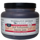 Terrapin Ridge Farms Hot Habanero Bacon Jam Quart is a 43-ounce, gluten-free, sweet and spicy condiment made with real bacon—perfect as a cheese topper or bold-flavored spread.