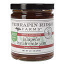 Terrapin Ridge Farms Jalapeno Hatch Chile Jam (10.5 oz/297g) is a gourmet jam made with simple ingredients. It's sweet-heat, gluten-free, vegan, contains no high fructose corn syrup, and is labeled as a cheese topper.
