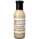 Terrapin Ridge Farms Lemon Honey Vinaigrette is a light yellow, gluten free citrus dressing with visible spices. The 12 fl oz (355 mL) bottle highlights use as a marinade or dipping sauce, made with simple ingredients.