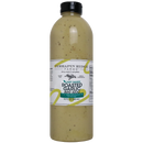 A 32 fl oz bottle of Terrapin Ridge Farms Roasted Garlic Avo Aioli, a vegan spread with a creamy light green sauce, herbs, black cap, and a white label accented in green and yellow.