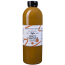 A quart bottle of Terrapin Ridge Farms Spicy Chipotle Garnishing Aioli features a smoky citrus-flavored orange-brown sauce, a white label with product and nutrition details, and a black cap.
