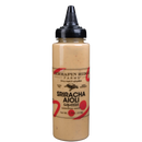 The Terrapin Ridge Farms Sriracha Aioli Garnishing Squeeze features a black cap and beige label with red accents, displaying product details on a plain white background.