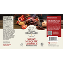 Label for Texan Heartland Smoky Mesquite Chipotle Marinade & Sauce, a bold Texas BBQ blend with tomatoes, onions, garlic, and chipotle peppers. Includes nutrition facts, usage tips, and Texan Heartland brand info.