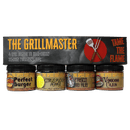 The Spice Guy Grill Master Box by The Spice Guy includes four grilling spices—Perfect Burger, Citrus Pucker Pepper, Frisco Rib Rub, and Voodoo Cajun. The "Tame The Flame" packaging features BBQ seasoning and grilling utensils.