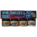 The Spice Guy Thyme Traveler's Toolkit is a gift box featuring four globally inspired seasonings—Roadhouse Steak, Thunder Struck, Honey Thai Bangkok, and Truffle Parmesan—in space-themed packaging with an astronaut.