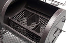 Close-up of the Yoder Smokers Loaded Wichita Offset Smoker's interior, featuring a heat management plate and grates by Yoder Smokers, designed for even heat and smoke distribution while cooking.