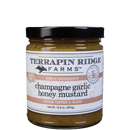 Terrapin Ridge Farms Champagne Garlic Honey Mustard, gluten free, 10.5 oz (297g), is a sweet and tangy spread ideal as a cheese topper, glaze, or charcuterie condiment.