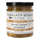 A jar of Terrapin Ridge Farms Terrapin Ridge Pecan Honey Mustard with a white label, offering a sweet, nutty flavor—ideal as a glaze for pork, cheese topper, or dip for gluten-free pretzels.