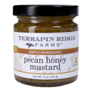 Terrapin Ridge Farms Pecan Honey Mustard is a sweet and savory gluten-free condiment in a 5 oz (142 g) glass jar with a white label, black and gold text, and black lid—perfect for cheese boards.