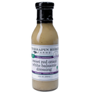 Terrapin Ridge Farms Sweet Red Onion White Balsamic Dressing, 12 fl oz, features a black cap and white label with green and purple accents—a creamy dressing perfect for fresh salads.