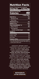 Nutrition Facts label for Chiles & Smoke Smoky Sonoran BBQ Sauce by Chiles and Smoke, showing 40 calories per 2 tbsp serving. Ingredients include ketchup, brown sugar, peppers, spices, and vinegar—perfectly blended for a bold, smoky barbecue sauce that's ideal for grilling enthusiasts. Storage note at the bottom: REFRIGERATE AFTER OPENING.