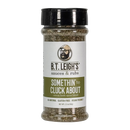 Clear plastic spice jar with a black cap, filled with B.T. Leigh’s Aromatic Citrus Herb Blend, a citrus herb seasoning perfect for chicken.